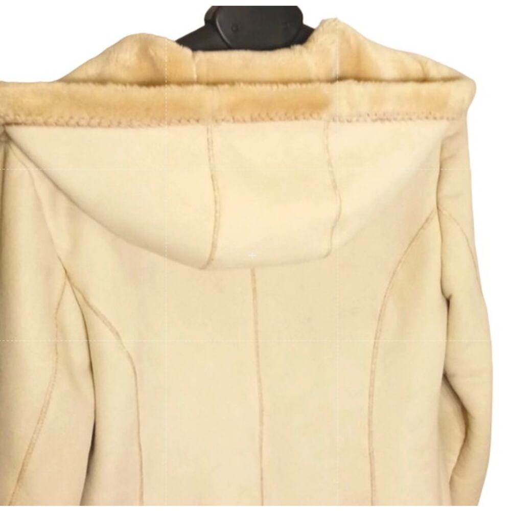 Marvin Richards Coat Women's Sz M Beige Fleece Lined Faux Suede Hood Warm Jacket - Picture 3 of 16